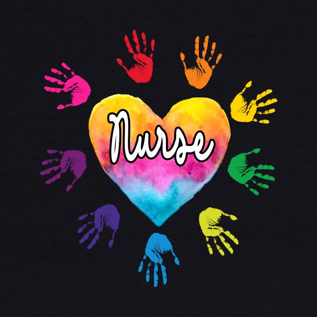 Nurse Heart hand Colorful Nurse Gift by peskybeater